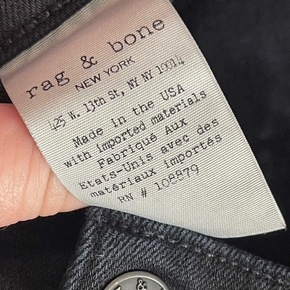 Rag and bone 10 inch Capri black raw jagged hem jeans - Picture 5 of 9